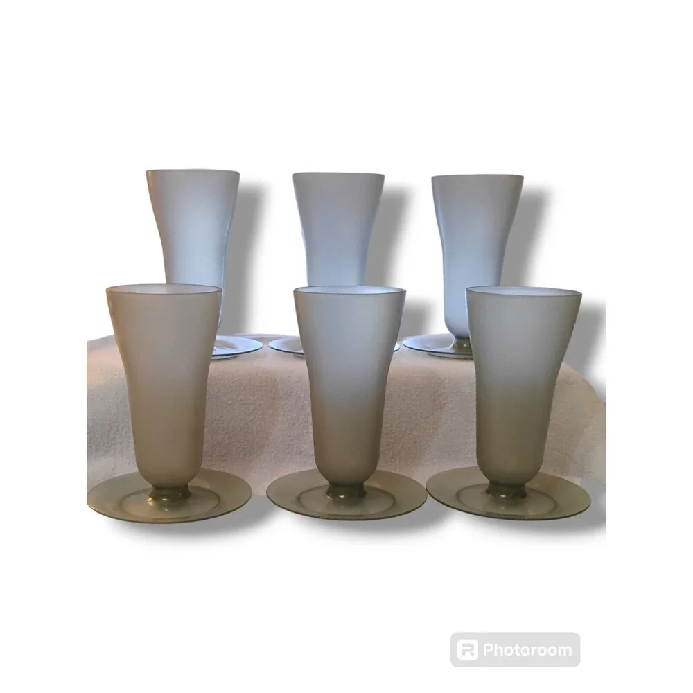 Vintage Gray Tupperware 754 Dessert Parfait Jello Pudding Cups Lids Set Of 6